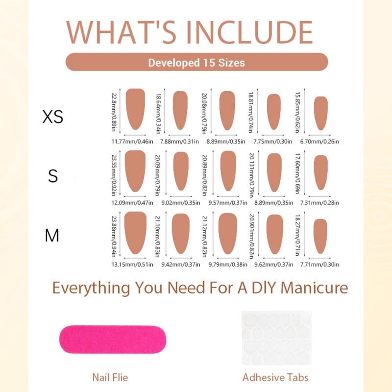 SEENEEY Fall Medium Press on Nails Almond Maple Leaves and Red Floral Stick on Nail for Women 30pcs - Image 4
